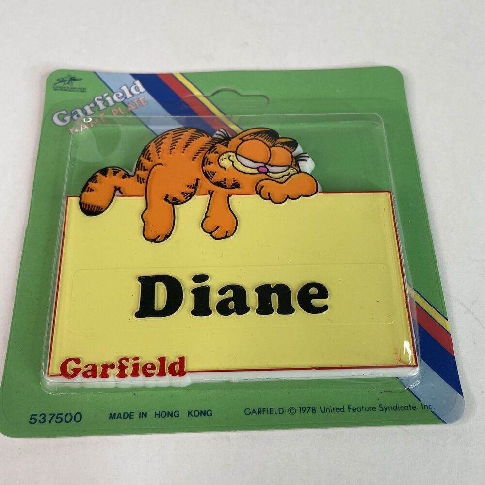 NEW Vintage Garfield Name Plate Diane 1978 RARE, Sealed, Yellow